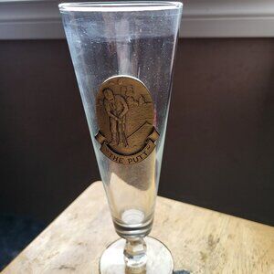 Arthur Court beer glass golf theme "The Putter" pewter emblem GUC SEE PICTURES